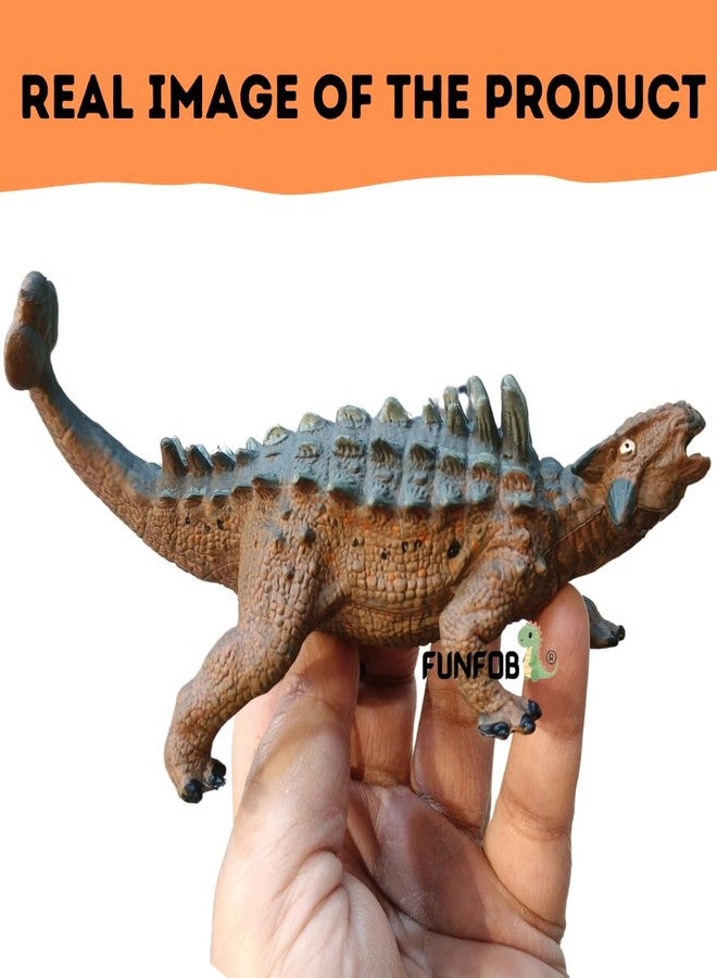 FUNFOB Dinosaur Toy Figure Width - 15cm Ankylosaurus Dinosaur Toys for Kids & Adults PVC Multicolour | Grey Spike Short Legs SML - Image 2